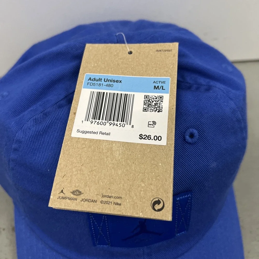 Nike‎ Jordan Club Cap Blue Jumpman Logo Unisex Organic Cotton FD5181-480